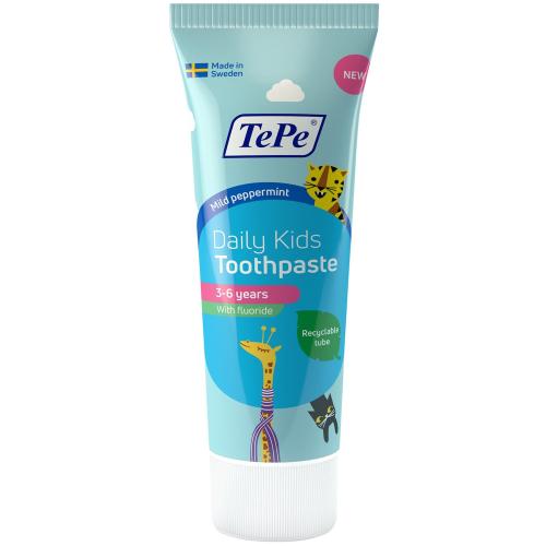 TePe Daily Kids Toothpaste Mild Peppermint 3 - 6 Years Οδοντόκρεμα Καθημερινής Χρήσης με Ήπια Γεύση Μέντας για Παιδιά Ηλικίας από 3 έως 6 Ετών 75ml